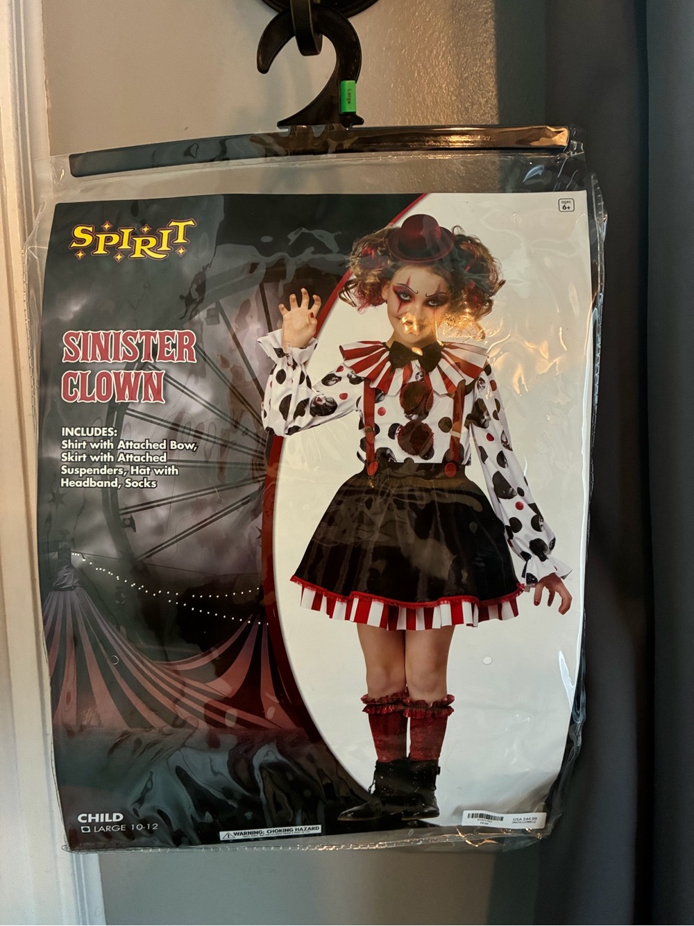 Spirit Sinister Clown Costume - Black, White, Red